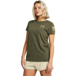 imageUnder Armour Womens New Freedom Banner TShirt393 Marine Od Green   Desert Sand