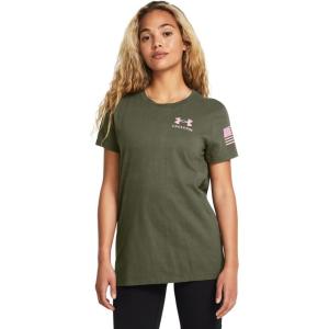 imageUnder Armour Womens New Freedom Banner TShirt394 Marine Od Green   Meta Pink
