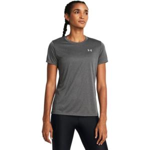 imageUnder Armour Womens Velocity Solid Short Sleeve Crew Neck T Shirt025 Castlerock Medium Heather   Metallic Silver