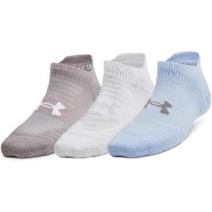 imageUnder Armour womens Play Up No Show Socks 3 Pack101 White  Tetra Gray  Salt Purple