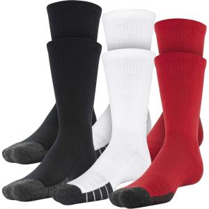 imageUnder Armour Adult Performance Tech Crew Socks 3 and 6 PackRed Assorted 6pairs