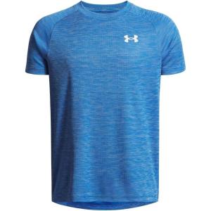 imageUnder Armour Boys Tech Textured Short Sleeve T Shirt402 Blue Atlantis   White