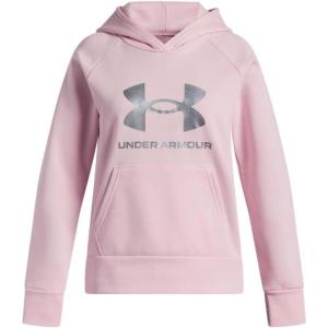 imageUnder Armour Girls Rival Fleece Shimmer Hoodie647 Prime Pink   Iridescent