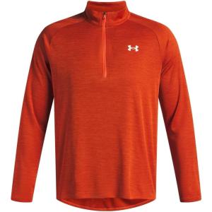 imageUnder Armour Mens Tech Textured Half Zip Long Sleeve844 Orange Base   White