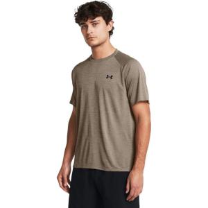imageUnder Armour Mens Tech Textured Short Sleeve T Shirt200 Taupe Dusk   Black