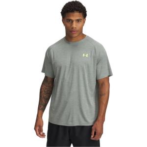 imageUnder Armour Mens Tech Textured Short Sleeve T ShirtSilica Green  Hydro Green  High Vis Yellow