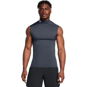 imageUnder Armour Mens HeatGear Armour Compression Mock Sleeveless044 Downpour Gray   White