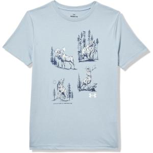 imageUnder Armour Boys Short Sleeve Shirt Crewneck Lightweight and Breathable OutdoorHarbor Blue Animal X Ray Tree
