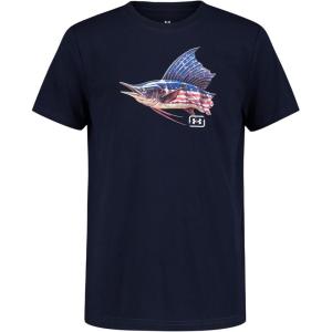 imageUnder Armour Boys Short Sleeve Shirt Crewneck Lightweight and Breathable OutdoorMidnight Navy  Freedom Sailfish Tee