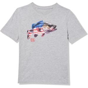 imageUnder Armour Boys Short Sleeve Shirt Crewneck Lightweight and Breathable OutdoorMod Gray  Freedom Bass Ss