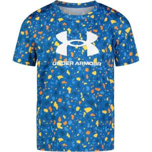 imageUnder Armour Boys Short Sleeve Shirt Crewneck Lightweight and Breathable OutdoorPhoton Blue Camo