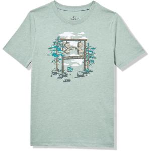 imageUnder Armour Boys Short Sleeve Shirt Crewneck Lightweight and Breathable OutdoorSilica Green Ua Sign