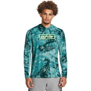 imageUnder Armour Mens Isochill Shore Break Camo Hoodie482 Radial Turquoise  Radial Turquoise  Sonic Yellow