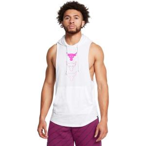 imageUnder Armour Mens Project Rock Payoff Sleeveless Hoodie100 White   Vivid Magenta