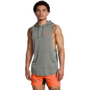 imageUnder Armour Mens Project Rock Payoff Sleeveless Hoodie709 Clay Green   Team Orange