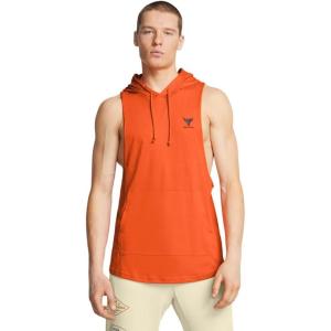 imageUnder Armour Mens Project Rock Payoff Sleeveless Hoodie800 Team Orange   Black
