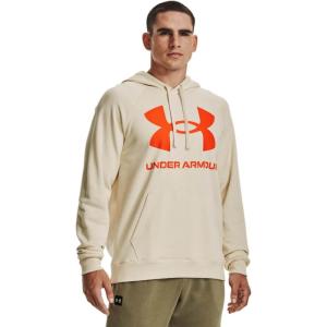 imageUnder Armour Mens Rival Fleece Big Logo Hoodie279 Stone   Team Orange