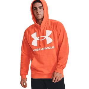 imageUnder Armour Mens Rival Fleece Big Logo Hoodie866 Orange Blast   Onyx White