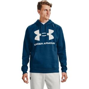 imageUnder Armour Mens Rival Fleece Big Logo HoodieGraphite Blue 581Onyx White