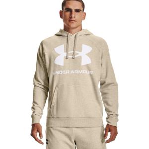 imageUnder Armour Mens Rival Fleece Big Logo HoodieKhaki Base Light Heather 289Onyx White