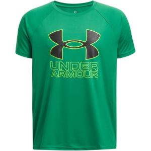 imageUnder Armour Boys Tech Big Logo Short Sleeve TShirt305 Team Kelly Green   Cyber Green