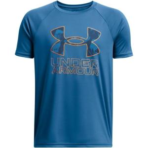 imageUnder Armour Boys Tech Big Logo Short Sleeve TShirt406 Photon Blue   Atomic