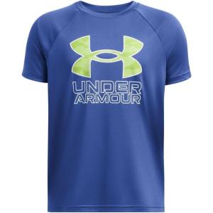 imageUnder Armour Boys Tech Big Logo Short Sleeve TShirt432 Tech Blue  Tech Blue  Morph Greenhusky Boys