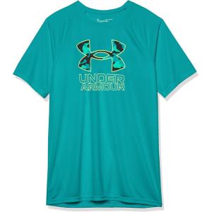 imageUnder Armour Boys Tech Big Logo Short Sleeve TShirt722 Coastal Teal   Lime Surge