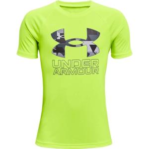 imageUnder Armour Boys Tech Big Logo Short Sleeve TShirtHighvis Yellow 731Pitch Gray