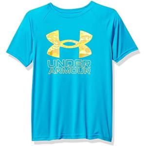 imageUnder Armour Boys Tech Big Logo Short Sleeve TShirtRadar Blue 422Omega Orange