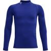 imageUnder Armour Boys ColdGear Armour Mock Long Sleeve TShirt Big Kids400 Royal   White