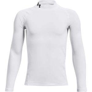 imageUnder Armour Boys ColdGear Armour Mock Long Sleeve TShirt Big KidsWhite 100Black