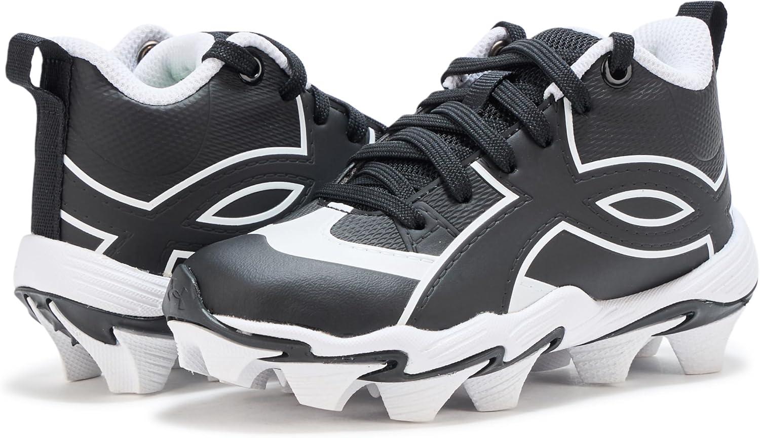 imageUnder Armour BabyBoys Leadoff Icon Mid Rm Jr Baseball Cleats Sneaker001 BlackWhiteBlack