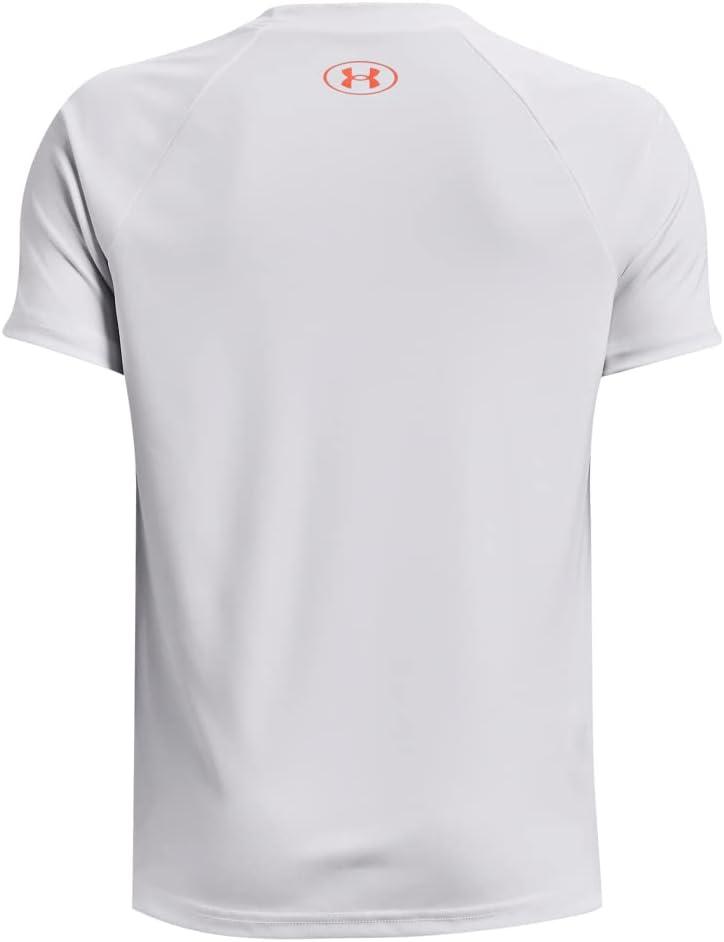 imageUnder Armour Boys Tech Hybrid Printed Fill ShortSleeve TShirt102 White   Frosted Orange