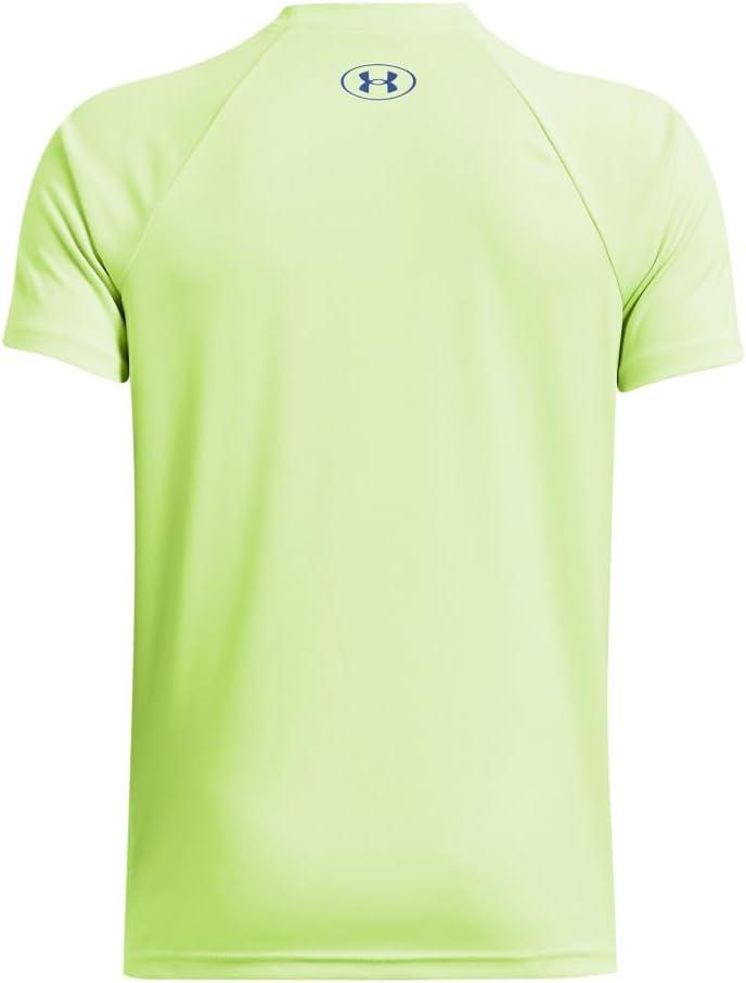 imageUnder Armour Boys Tech Hybrid Printed Fill ShortSleeve TShirt304 Morph Green   Tech Blue