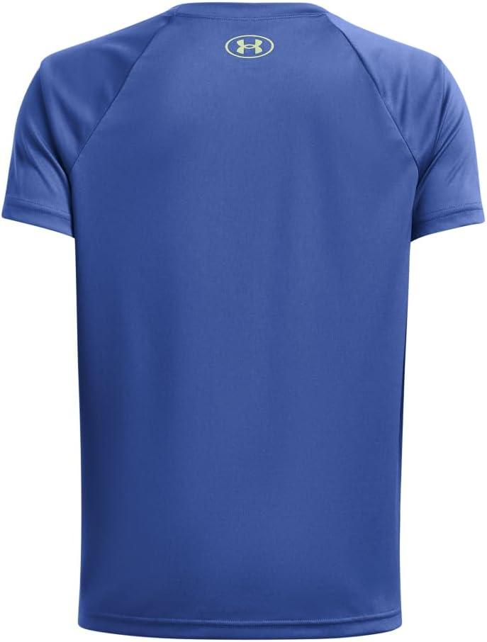 imageUnder Armour Boys Tech Hybrid Printed Fill ShortSleeve TShirt432 Tech Blue  Tech Blue  Morph Greenhusky Boys