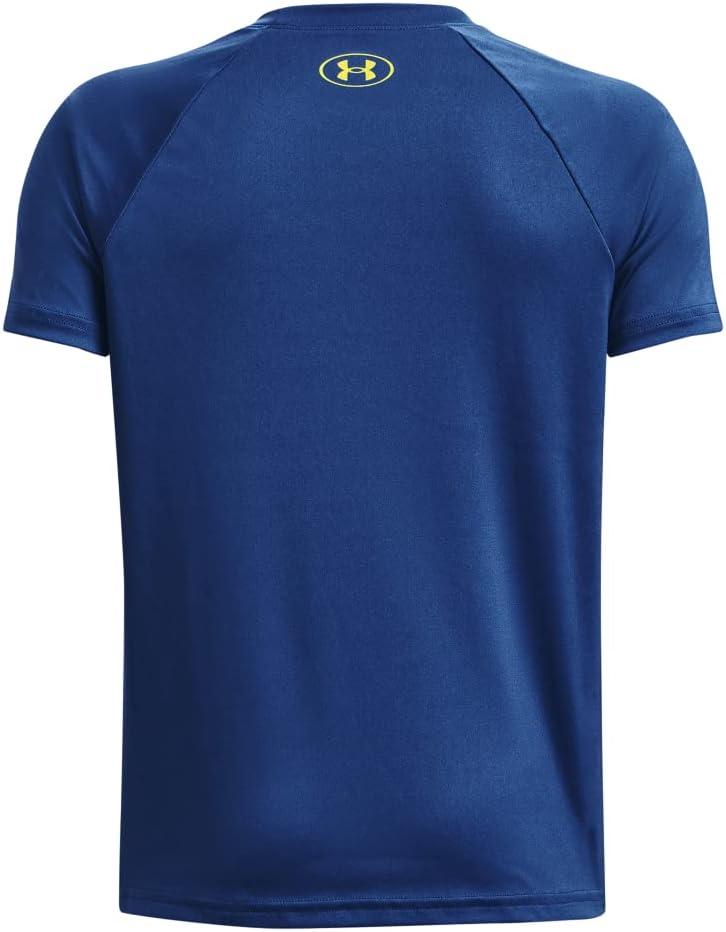 imageUnder Armour Boys Tech Hybrid Printed Fill ShortSleeve TShirt471 Blue Mirage   Starfruit