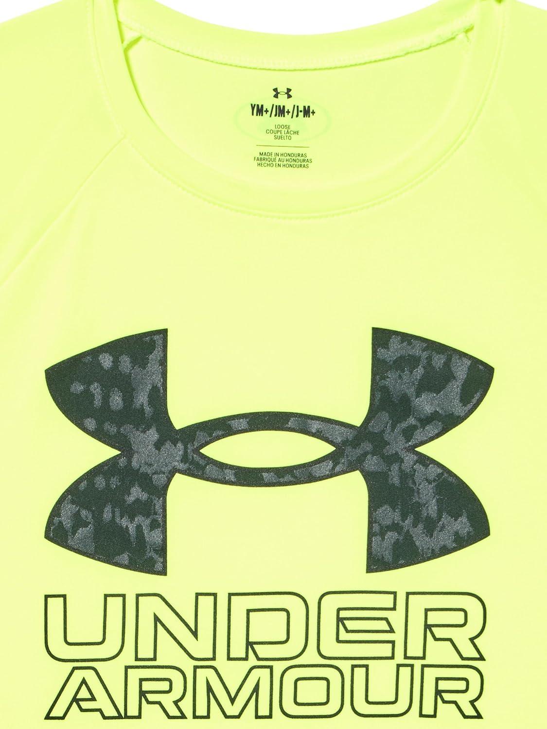 imageUnder Armour Boys Tech Hybrid Printed Fill ShortSleeve TShirt732 High Vis Yellow   Black