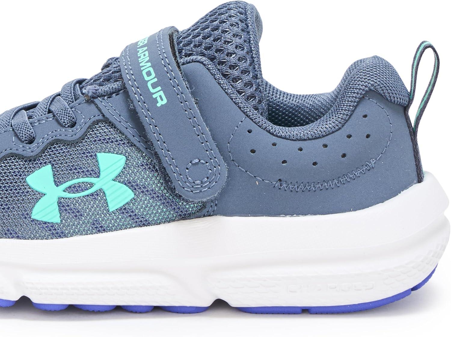 imageUnder Armour Girls Pre School Assert 10 Alternate Closure Sneaker044 Downpour GrayVirtual VioletComet Green