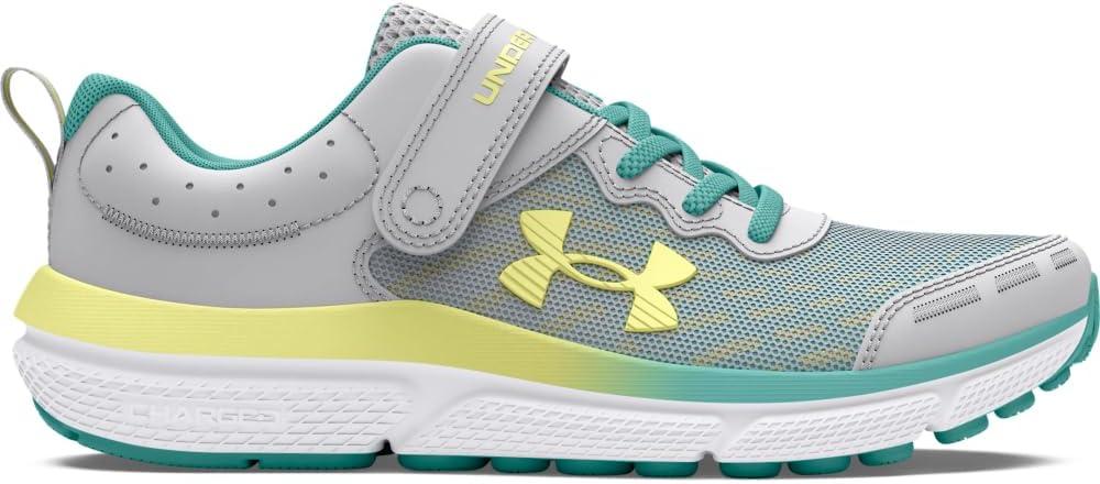 imageUnder Armour Girls Pre School Assert 10 Alternate Closure Sneaker102 Halo GrayRadial TurquoiseSonic Yellow