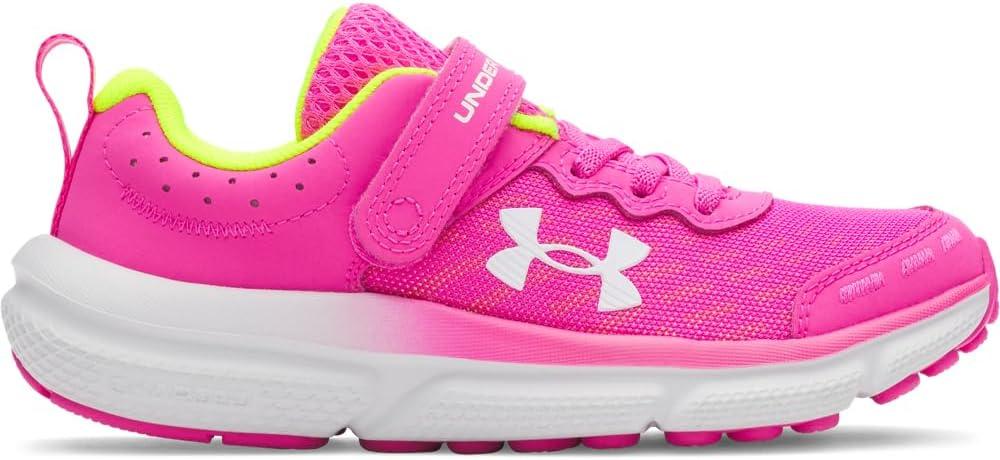 imageUnder Armour Girls Pre School Assert 10 Alternate Closure Sneaker652 Rebel PinkHigh Vis YellowWhite