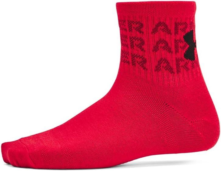 imageUnder Armour Kids Youth Essential Quarter Socks 6Pack600 Red  Red  Black