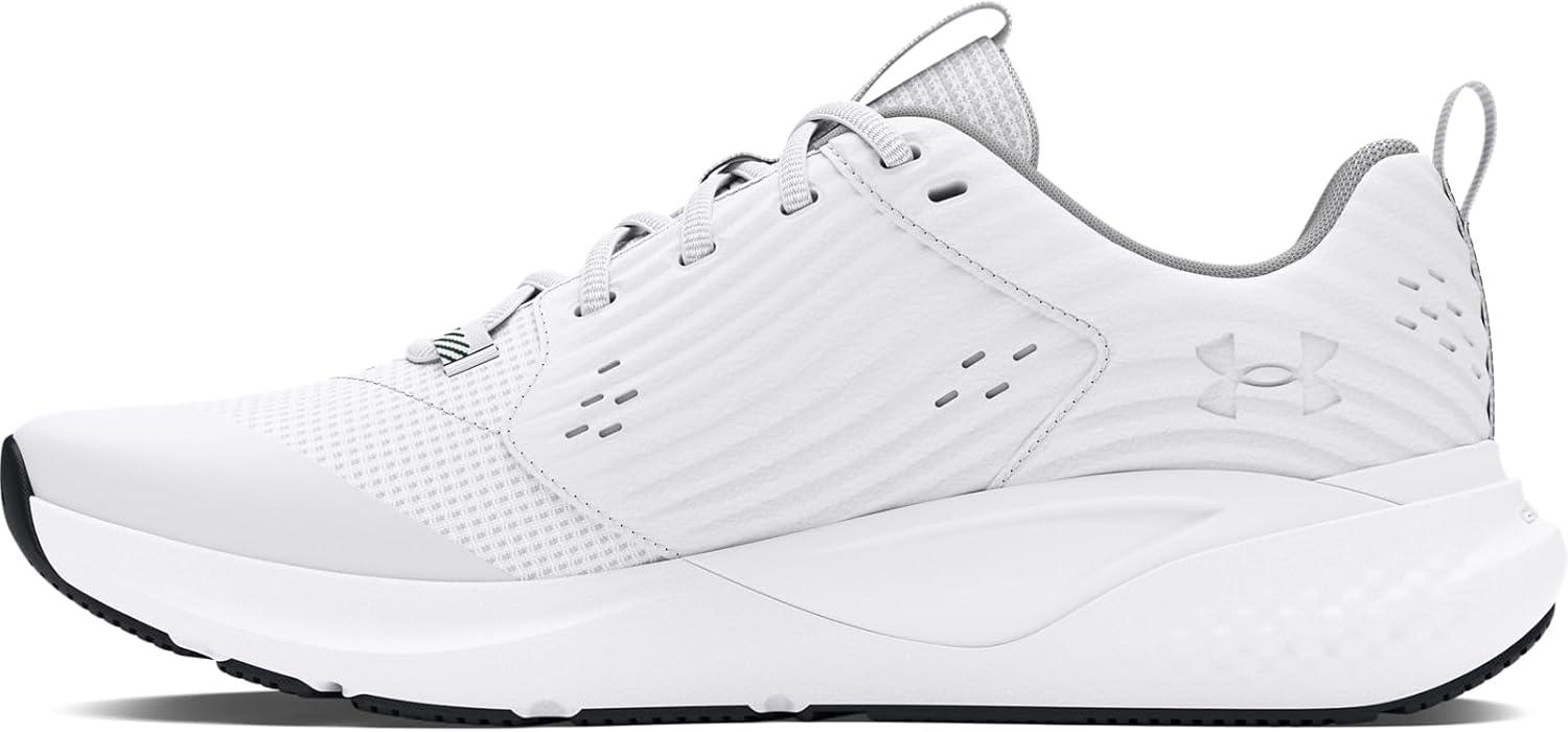 imageUnder Armour Mens Charged Commit Trainer 4 SneakerWhite Mod Gray Forest Green
