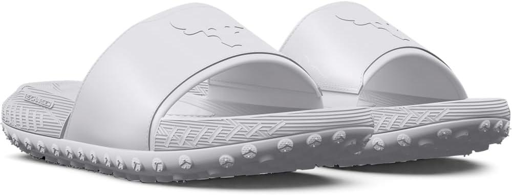 imageUnder Armour Mens Project Rock 3 Slide Sandals100 WhiteWhiteHalo Gray