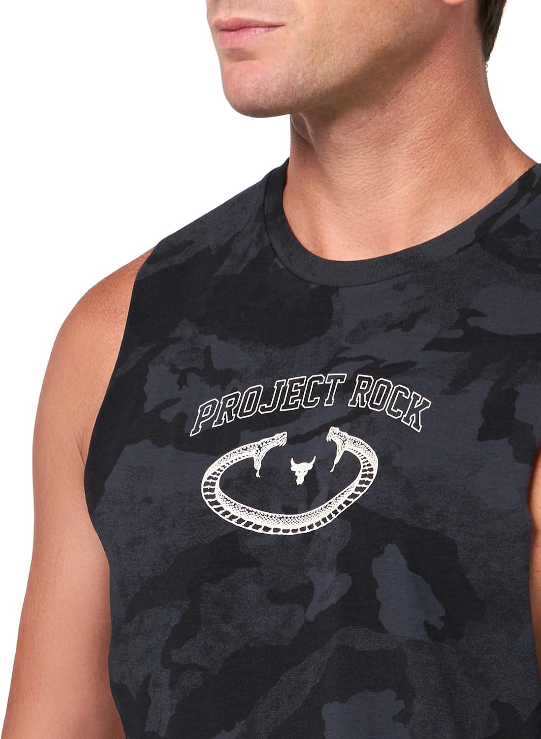imageUnder Armour Mens Project Rock Camo Tank016 Anthracite  Black  Hyper Green