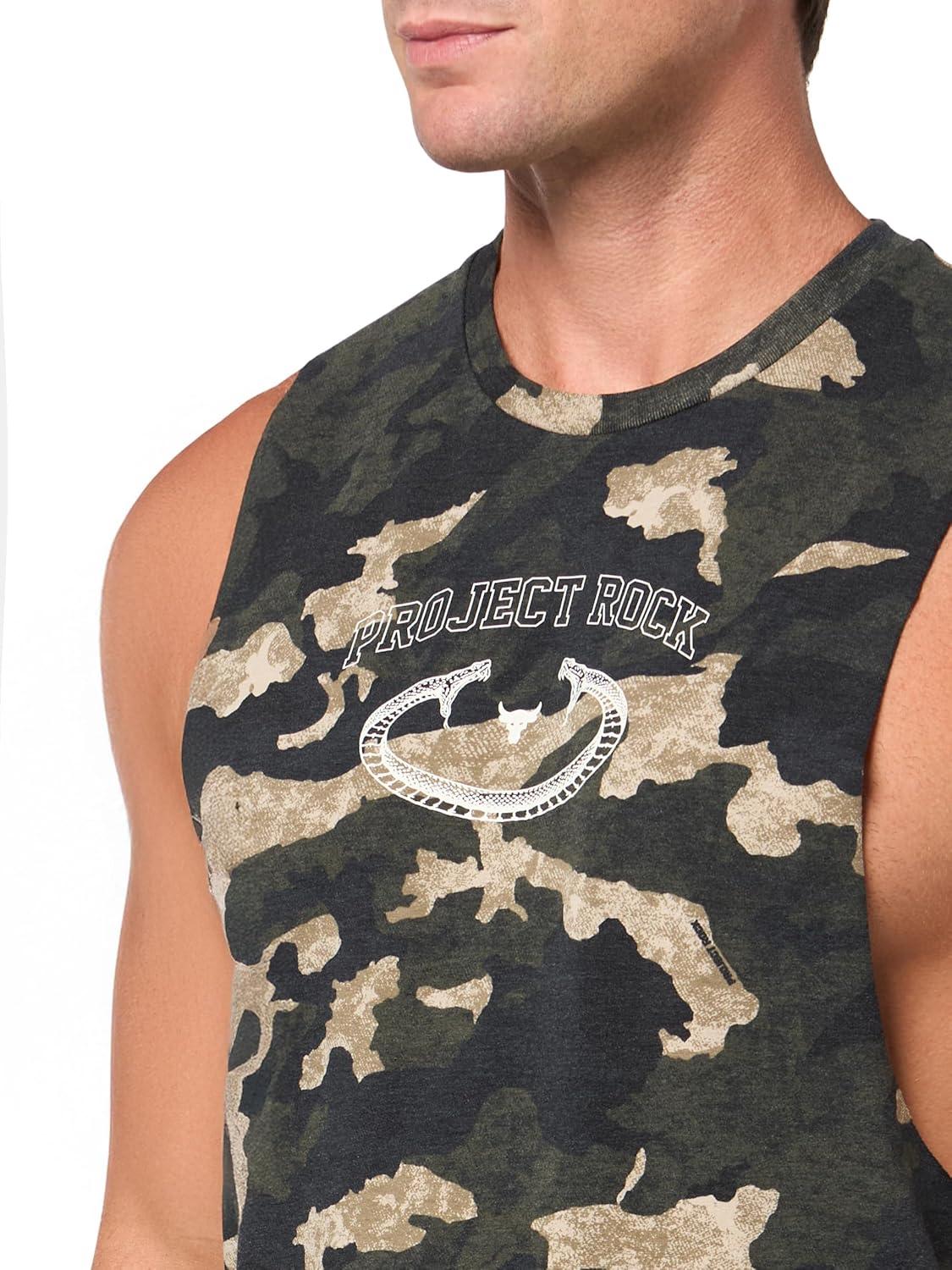 imageUnder Armour Mens Project Rock Camo Tank299 City Khaki  Baroque Green  White Clay