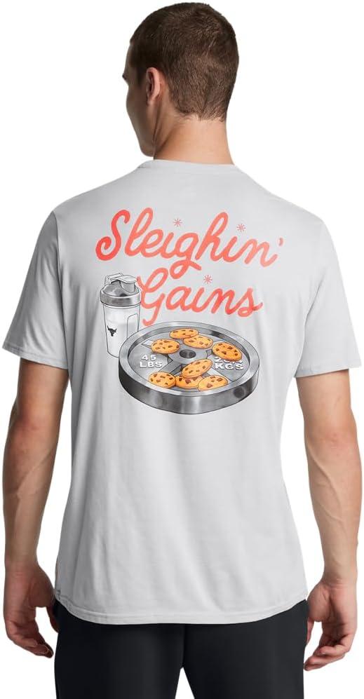 imageUnder Armour Mens Project Rock Red One Sleighin Gains Short Sleeve T Shirt011 Mod Gray Medium Heather   Black