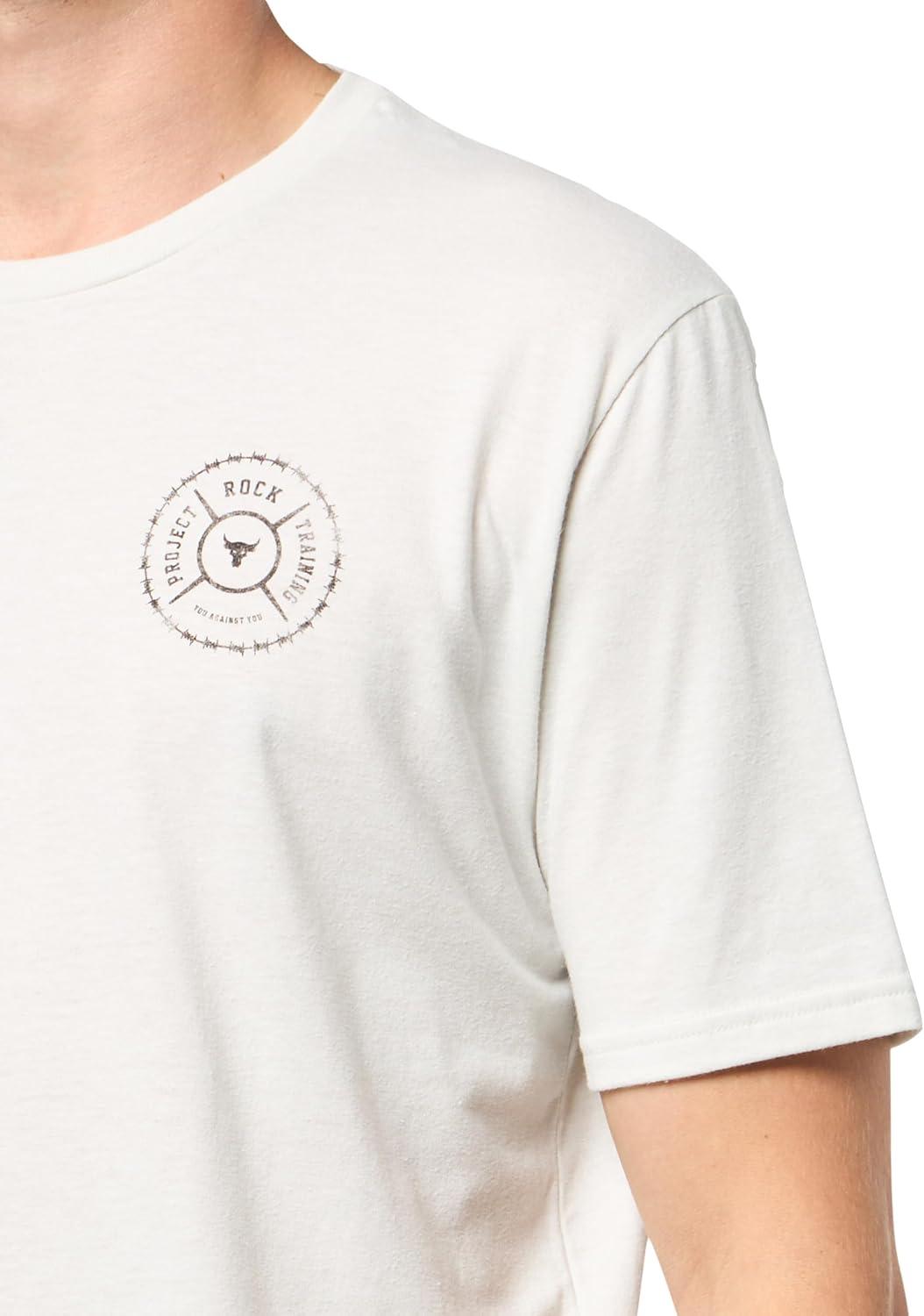 imageUnder Armour Mens Project Rock Wire Short Sleeve T Shirt114 White Clay  Black  White