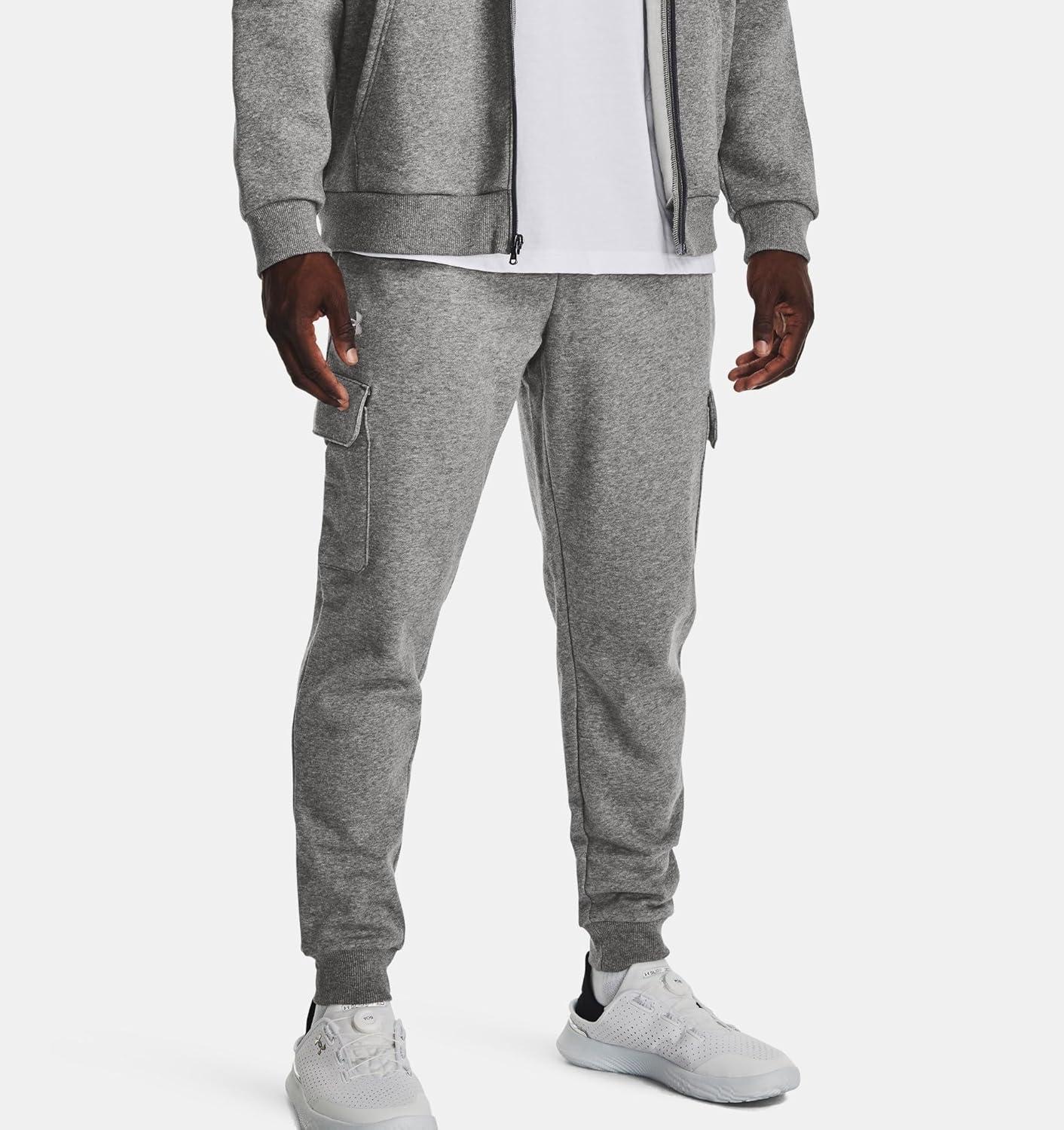 imageUnder Armour Mens Rival Fleece Cargo Jogger026 Castlerock Light Heather   White