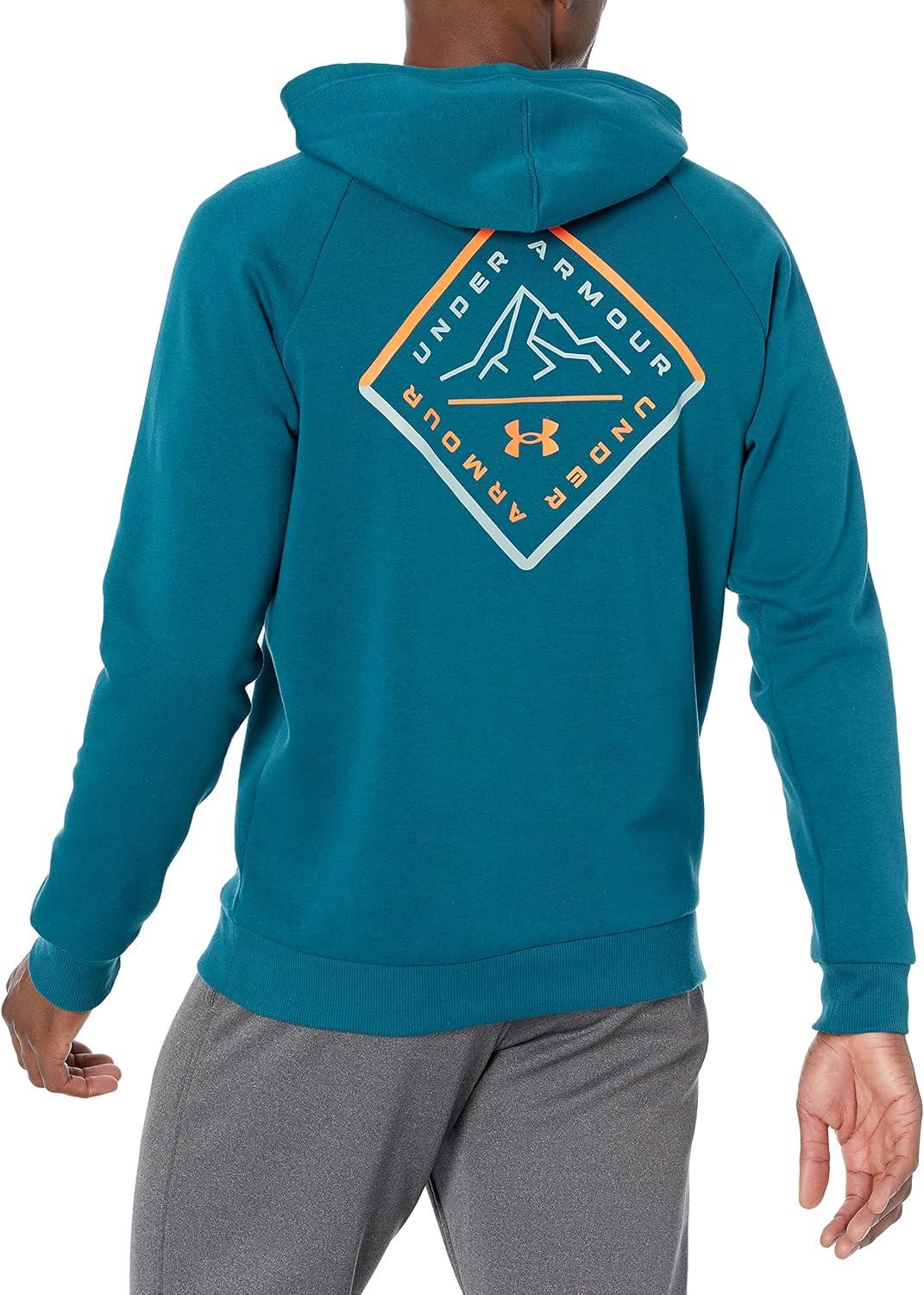 imageUnder Armour Mens Rival Fleece Hoodie716 Tourmaline Teal   Panic Orange